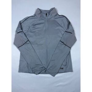 Under Armour Mens Small Gray Full Zip Track Jacket Mock Neck 1373968‎